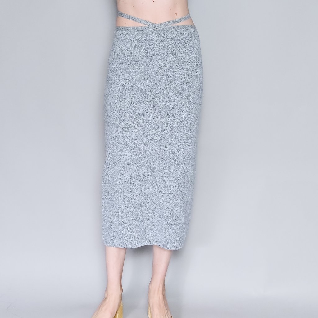 Rohe Frames Knit Miro Skirt In Navy Melange Nwt Sz 34